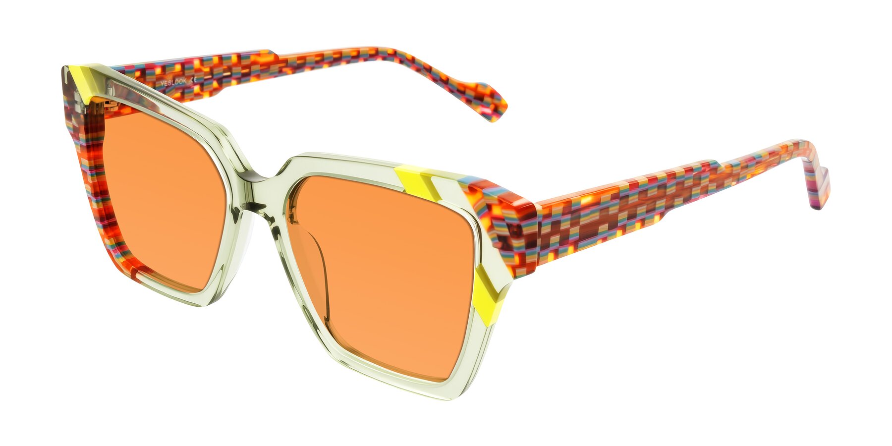 Angle of Widvale in Sage Mosaic with Orange Tinted Lenses