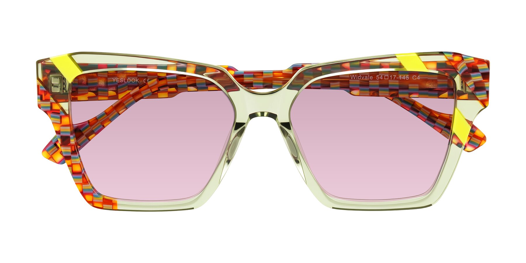 Folded Front of Widvale in Sage Mosaic with Light Wine Tinted Lenses