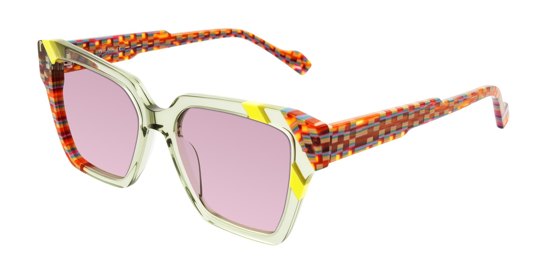 Angle of Widvale in Sage Mosaic with Light Wine Tinted Lenses