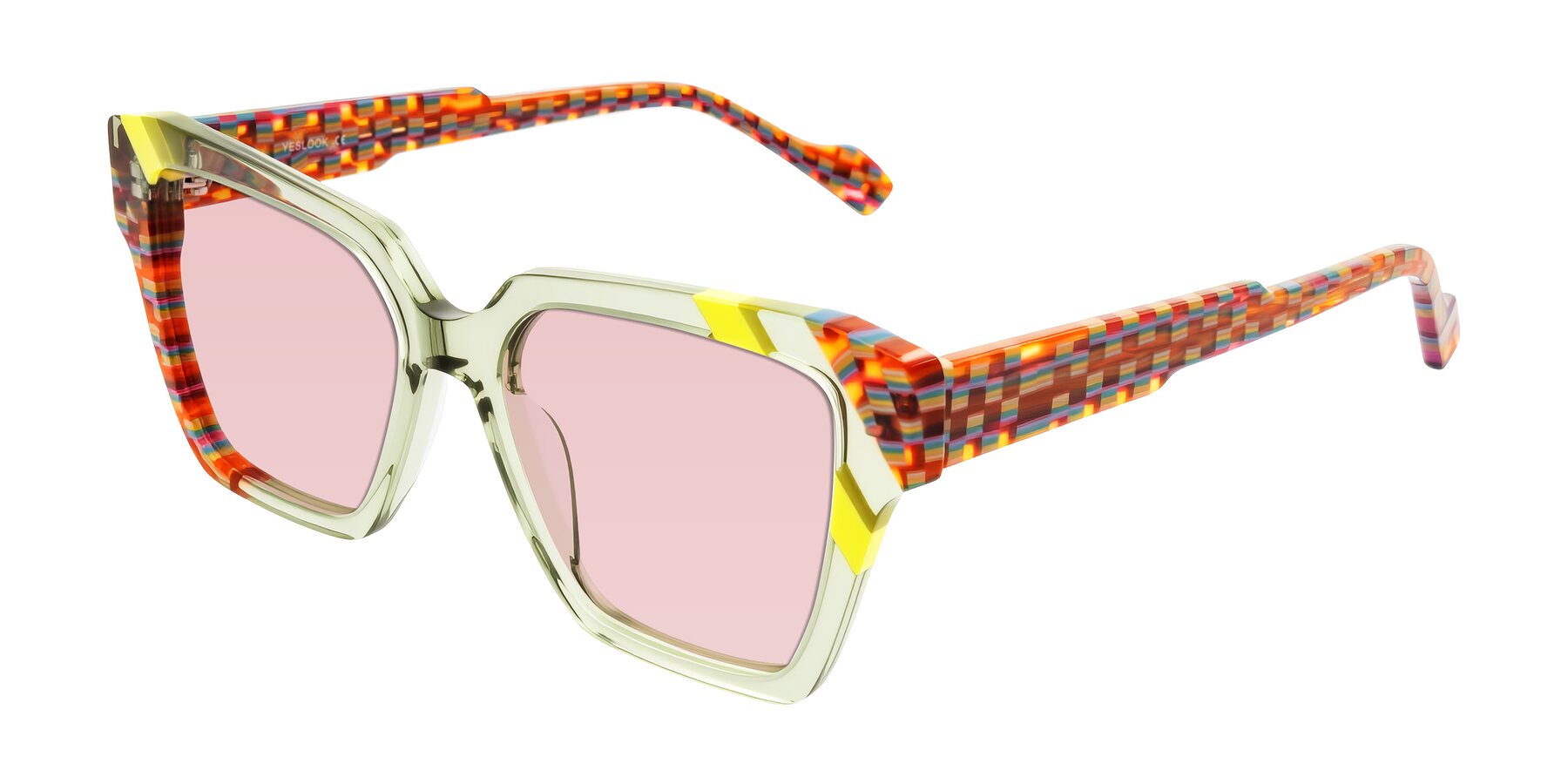 Angle of Widvale in Sage Mosaic with Light Garnet Tinted Lenses