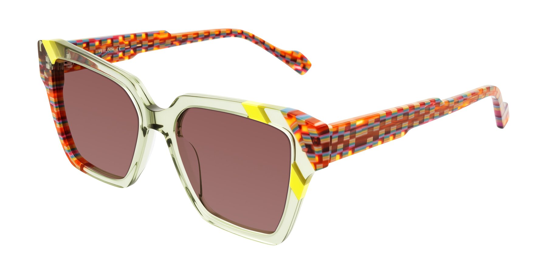 Angle of Widvale in Sage Mosaic with Garnet Tinted Lenses