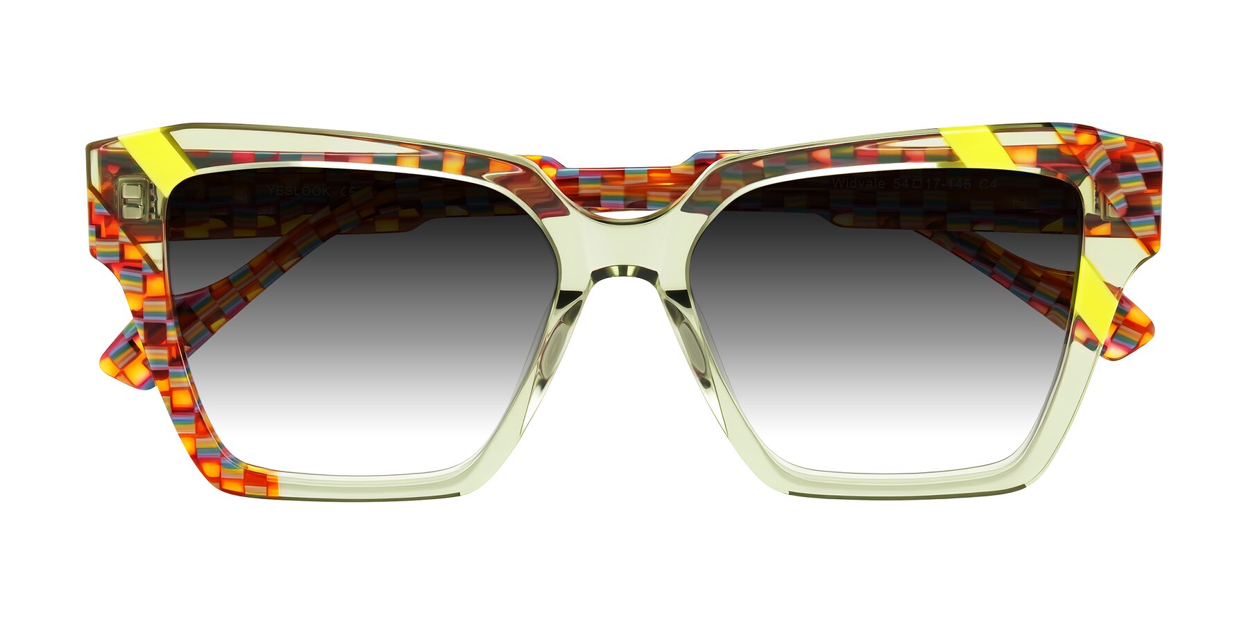 Folded Front of Widvale in Sage Mosaic with Gray Gradient Lenses