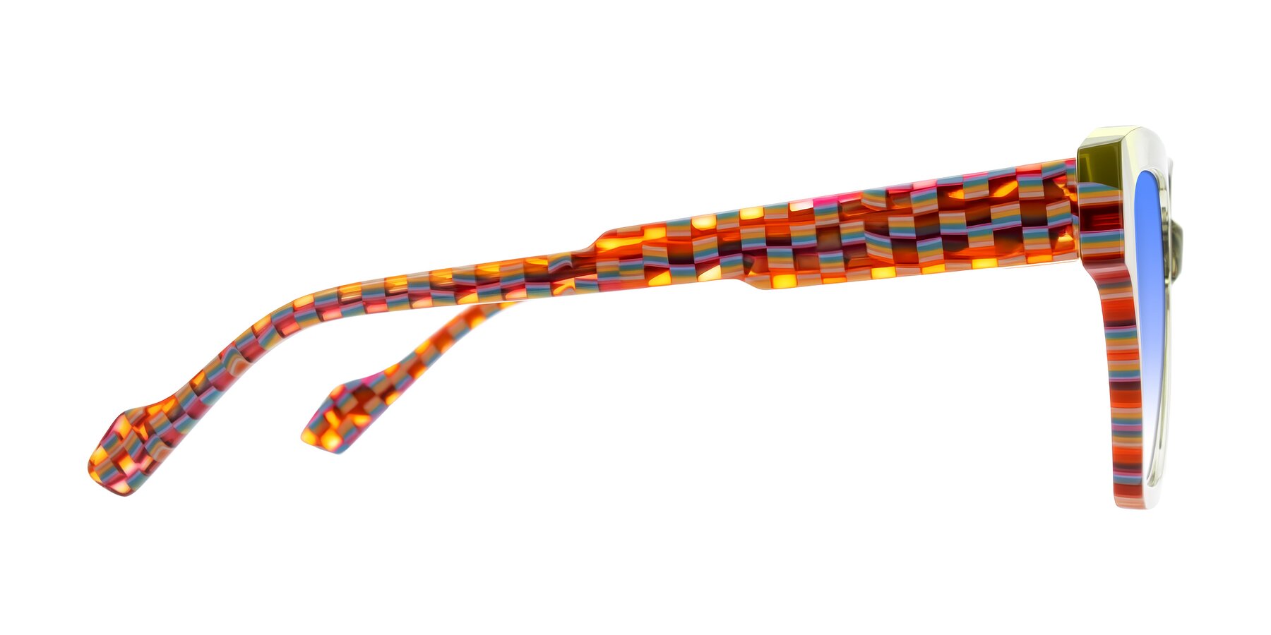 Side of Widvale in Sage Mosaic with Blue Gradient Lenses
