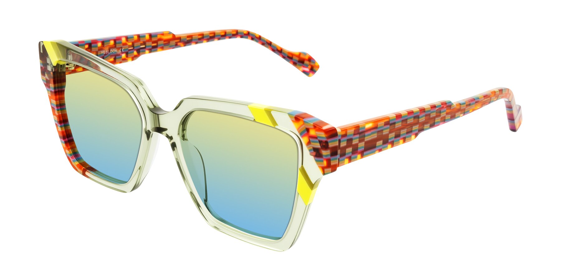 Angle of Widvale in Sage Mosaic with Yellow / Blue Gradient Lenses