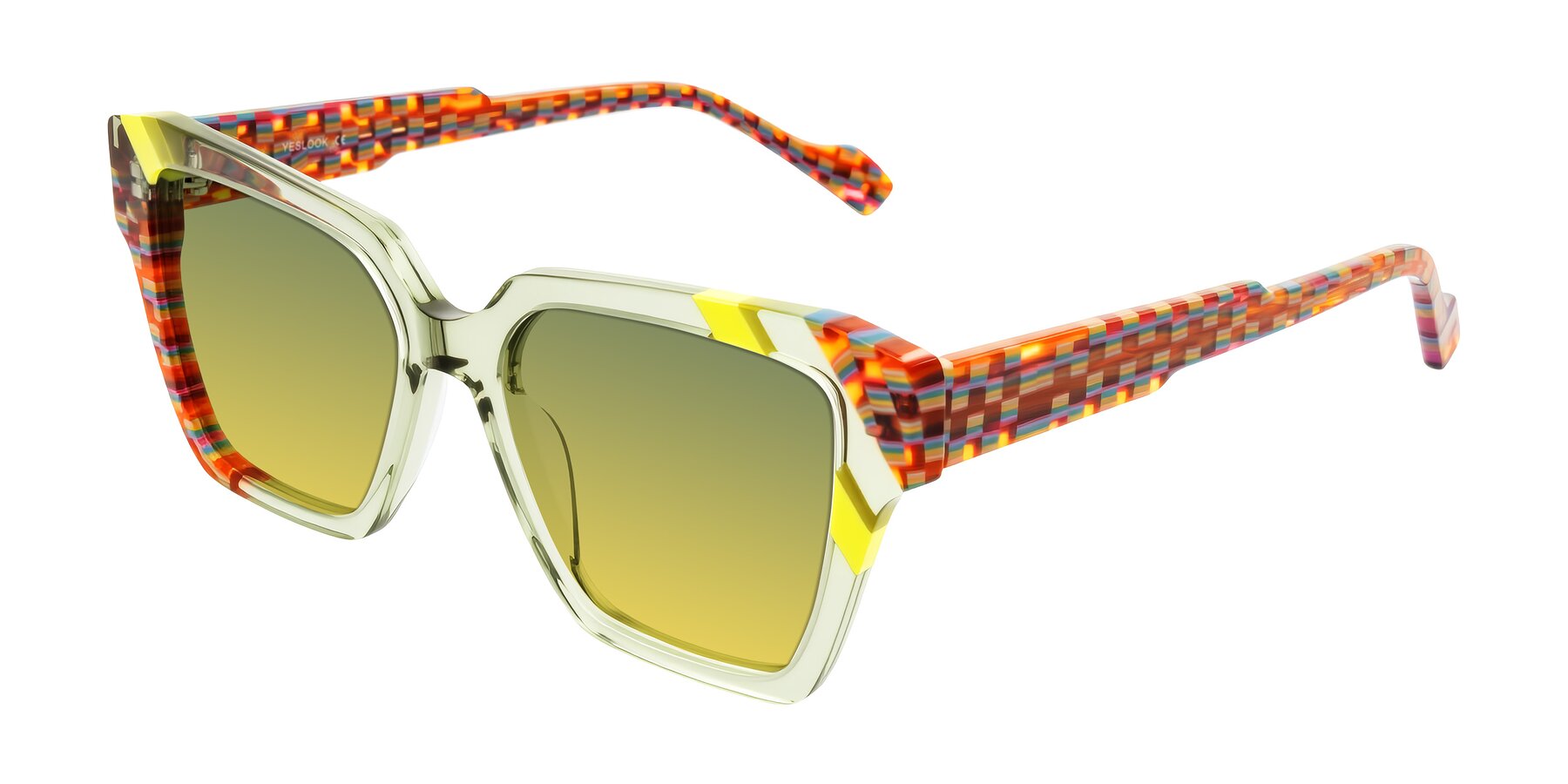 Angle of Widvale in Sage Mosaic with Green / Yellow Gradient Lenses