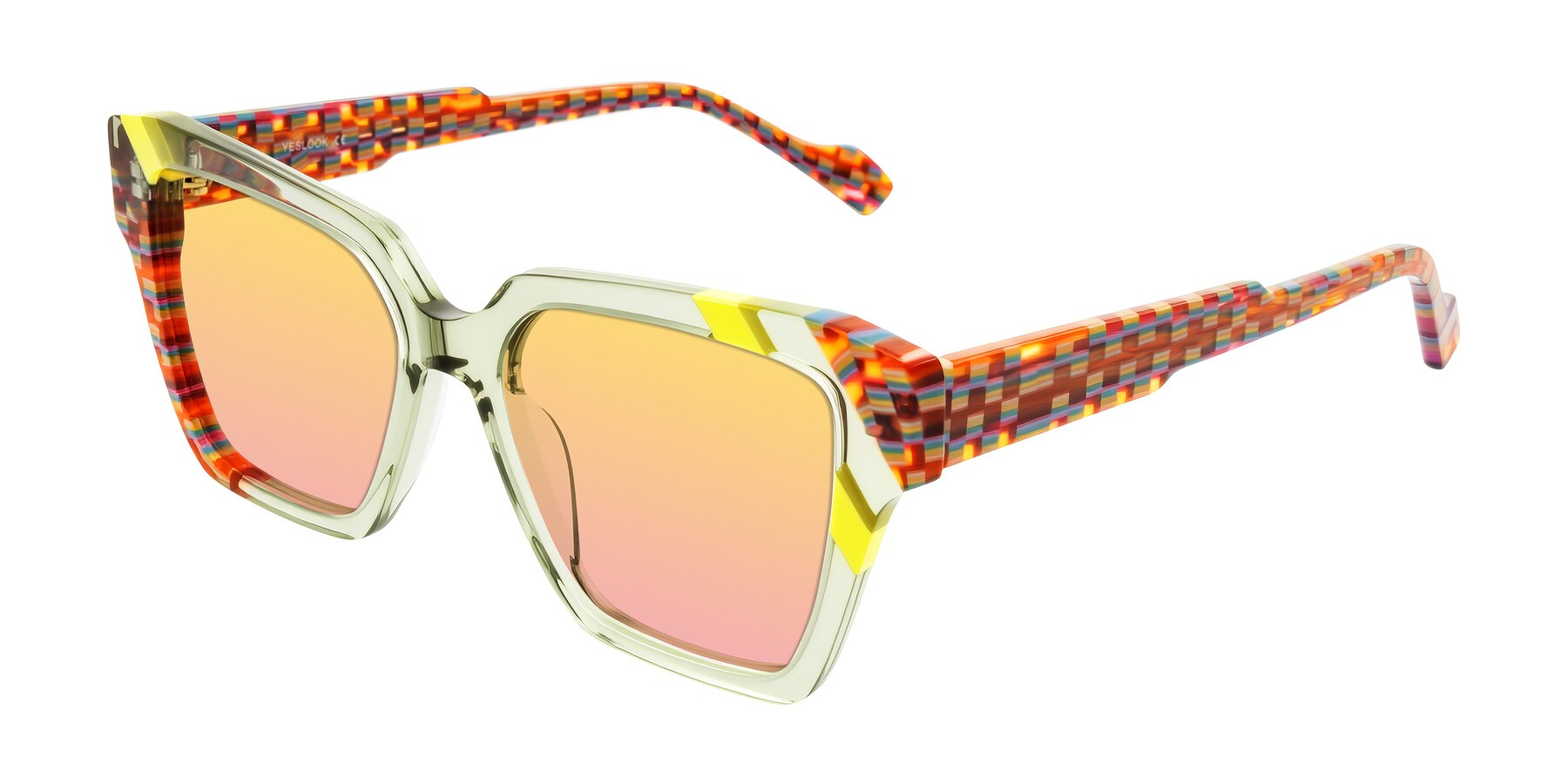 Angle of Widvale in Sage Mosaic with Yellow / Pink Gradient Lenses