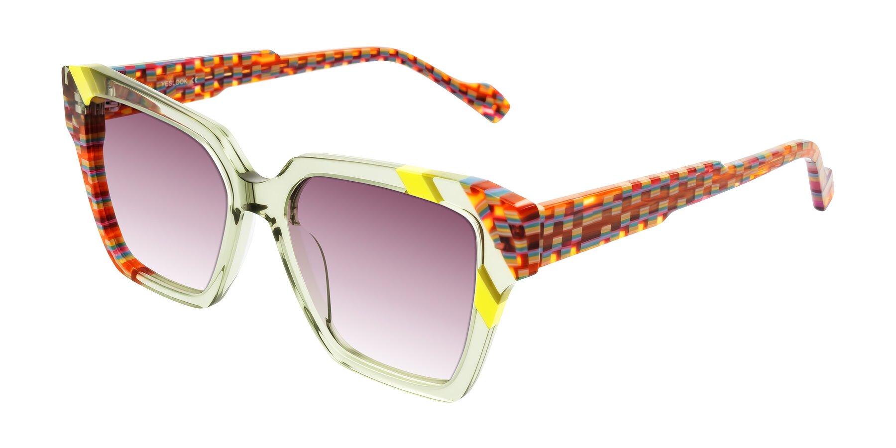 Angle of Widvale in Sage Mosaic with Wine Gradient Lenses