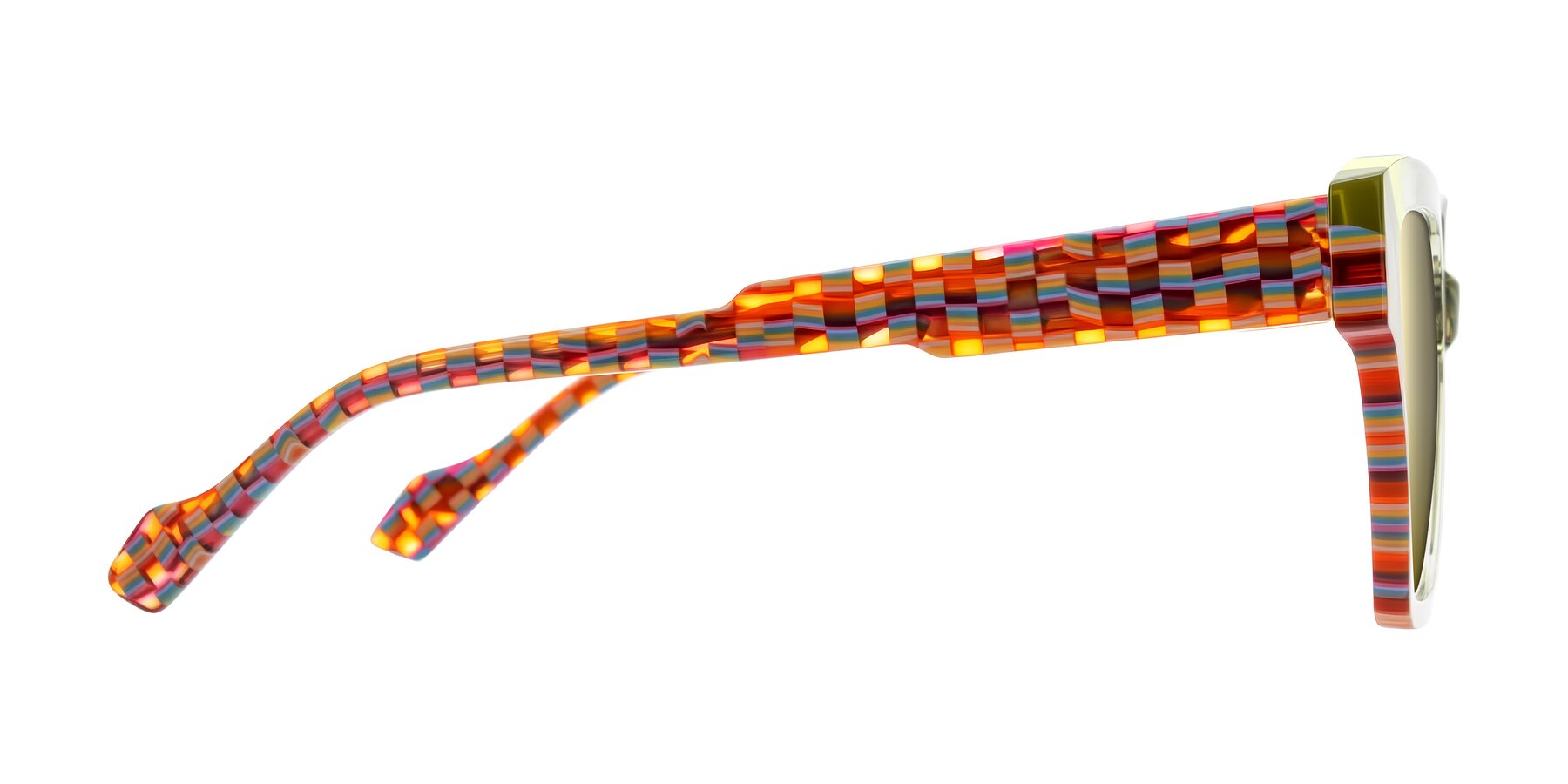 Side of Widvale in Sage Mosaic with Gold Mirrored Lenses