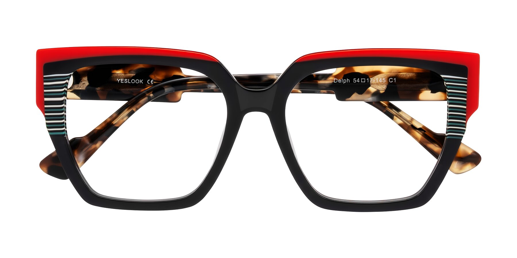 Folded Front of Delph in Crimson Track with Clear Eyeglass Lenses