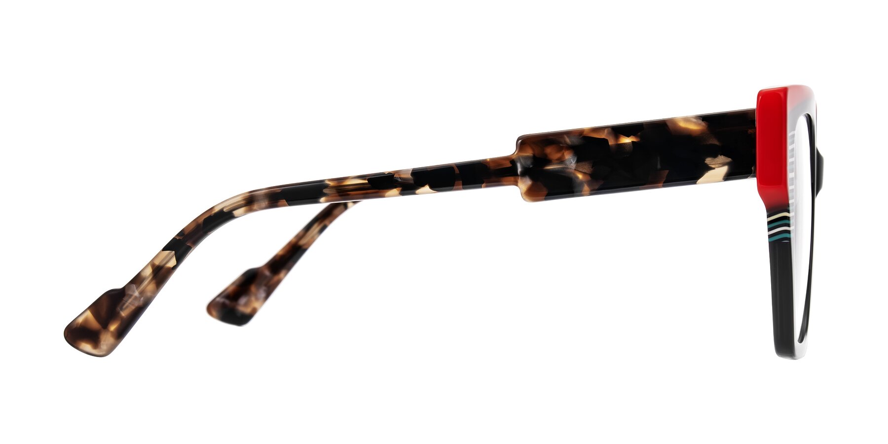 Side of Delph in Crimson Track with Clear Eyeglass Lenses