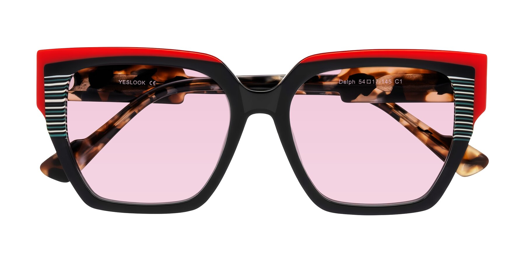 Folded Front of Delph in Crimson Track with Light Pink Tinted Lenses