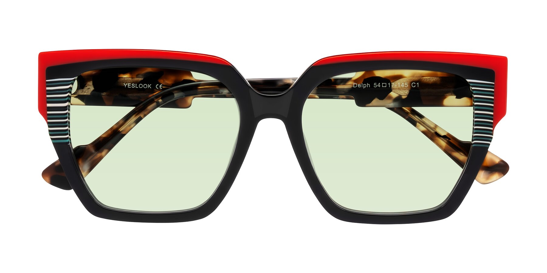 Folded Front of Delph in Crimson Track with Light Green Tinted Lenses