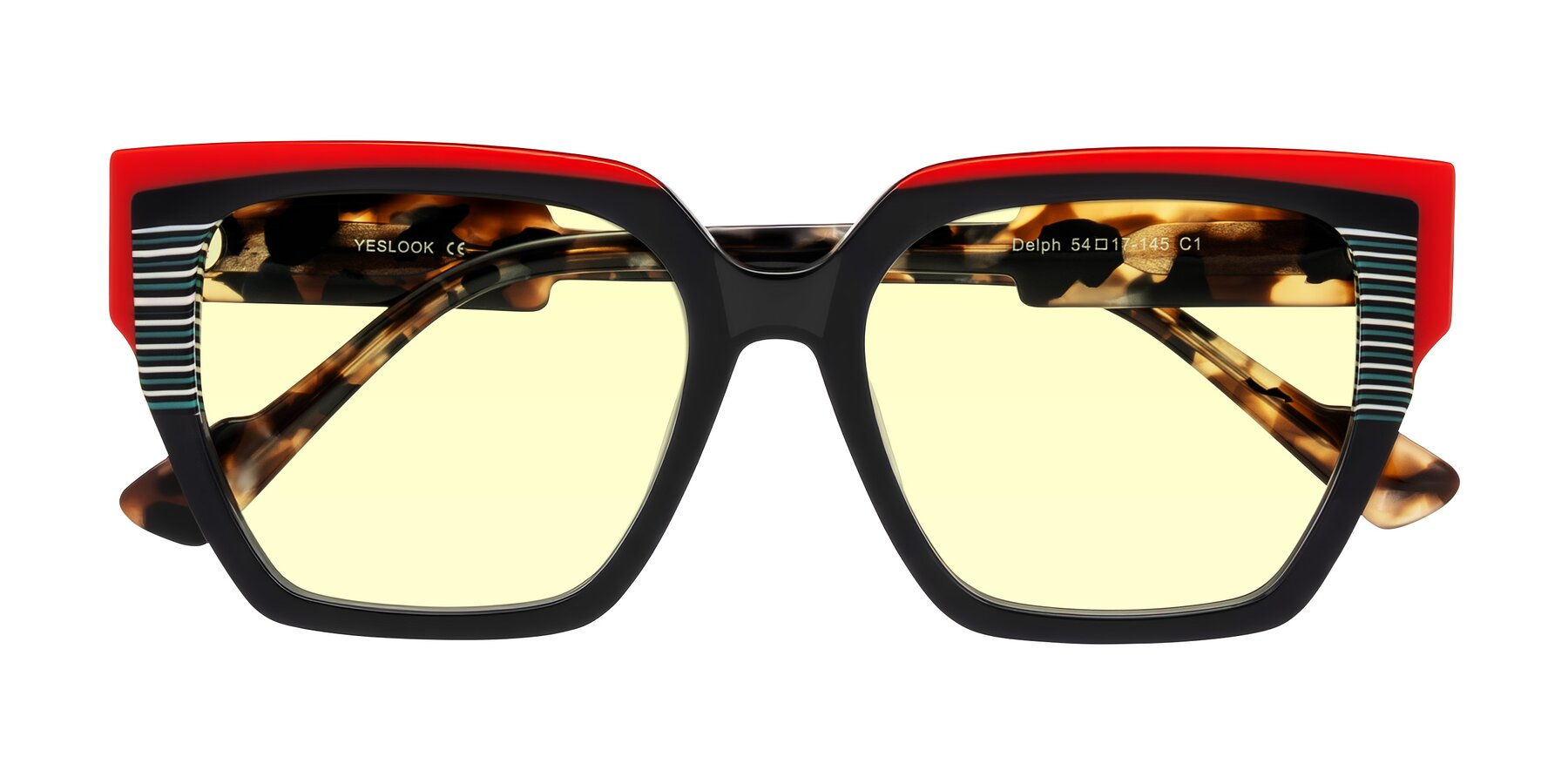 Folded Front of Delph in Crimson Track with Light Yellow Tinted Lenses