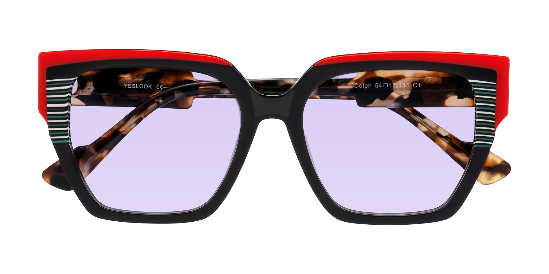Folded Front of Delph in Crimson Track with Light Purple Tinted Lenses