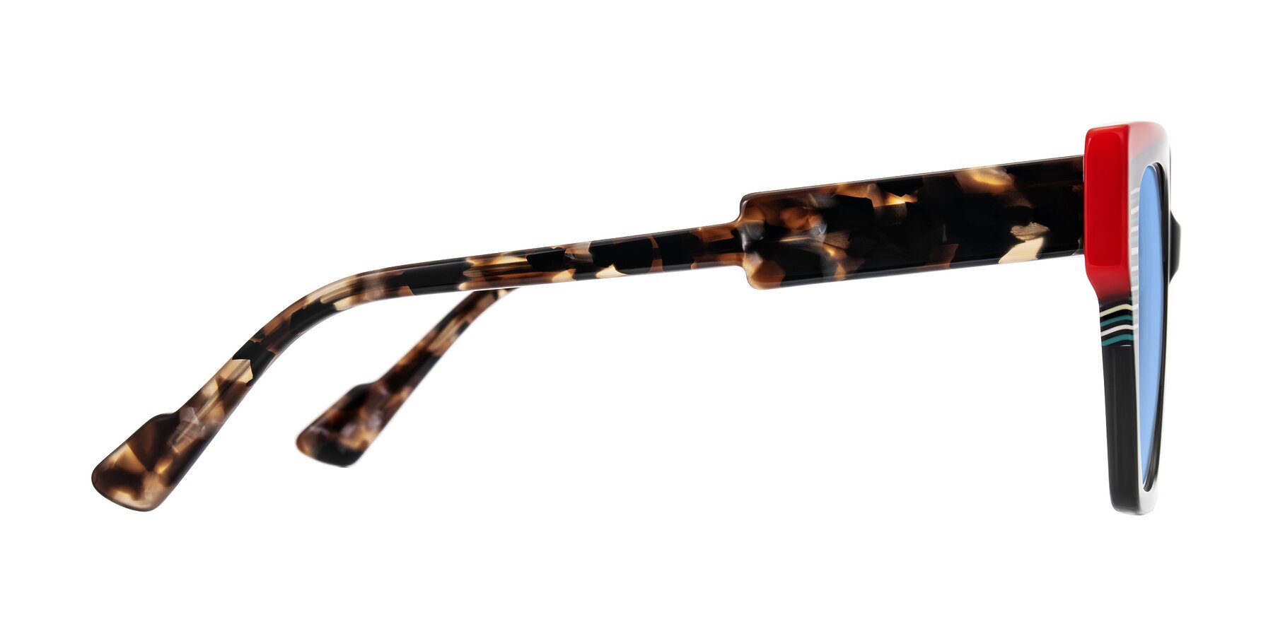 Side of Delph in Crimson Track with Medium Blue Tinted Lenses