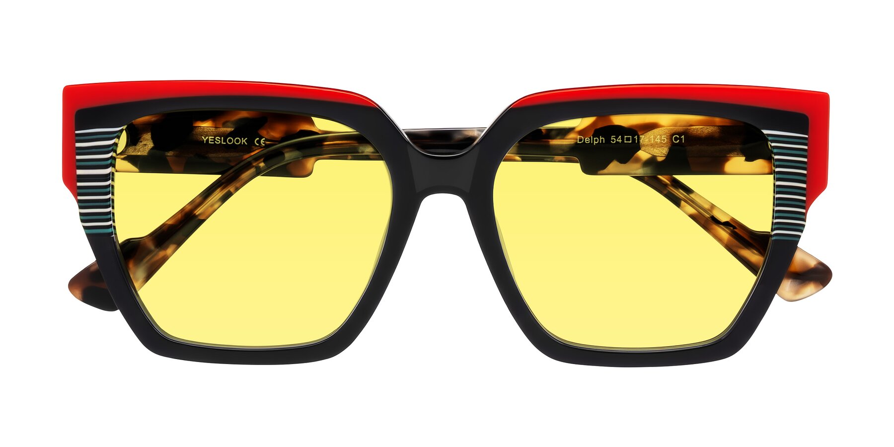Folded Front of Delph in Crimson Track with Medium Yellow Tinted Lenses