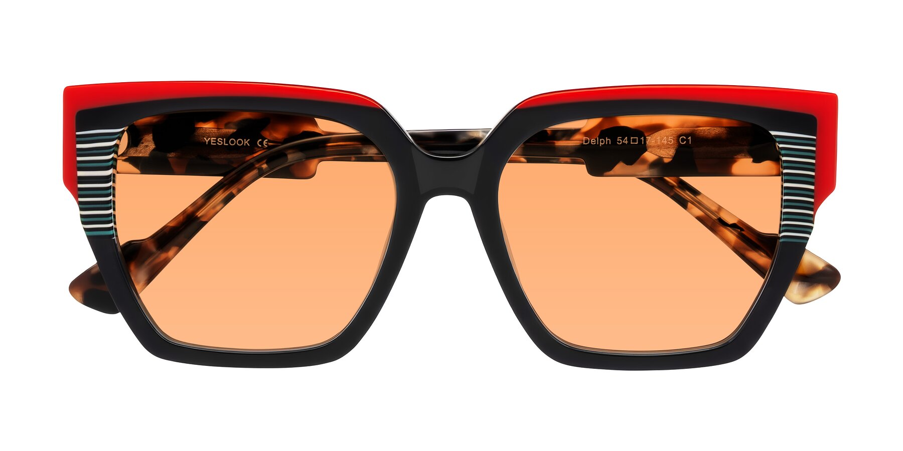 Folded Front of Delph in Crimson Track with Medium Orange Tinted Lenses