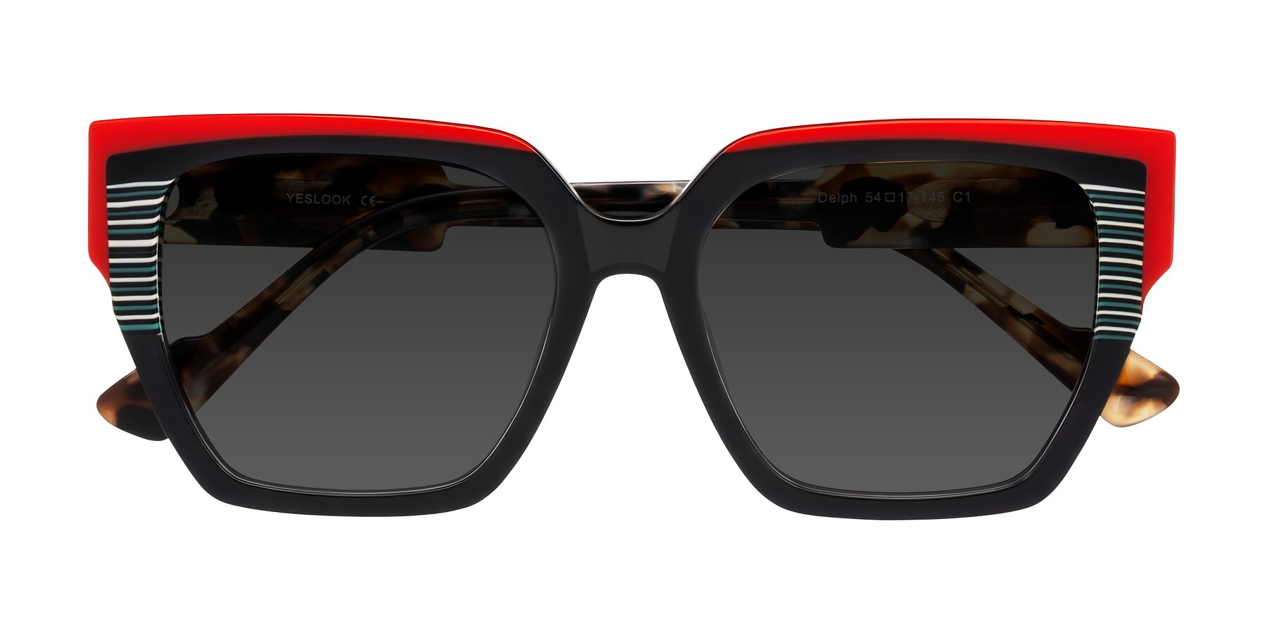 Folded Front of Delph in Crimson Track with Gray Tinted Lenses