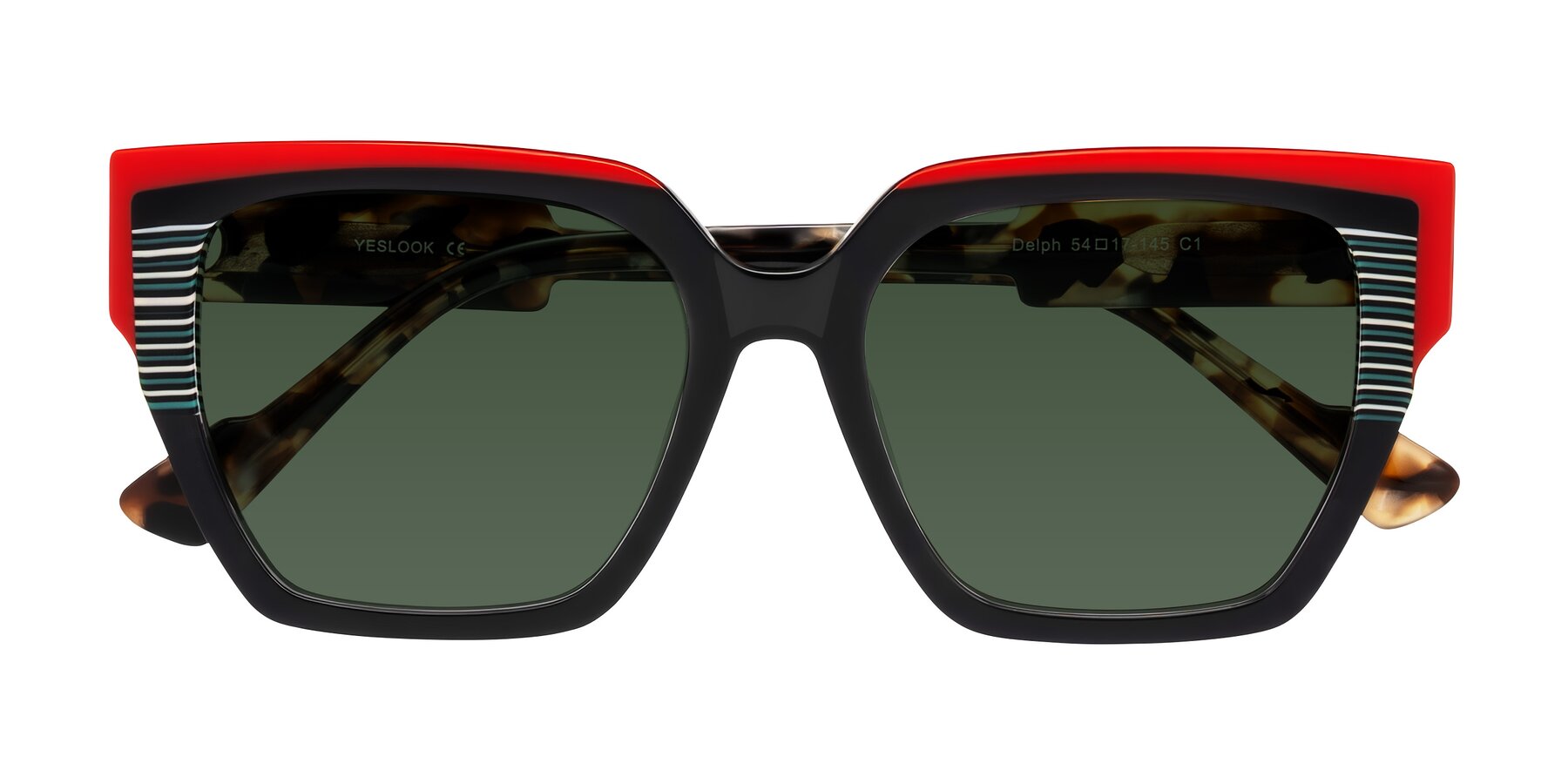 Folded Front of Delph in Crimson Track with Green Tinted Lenses