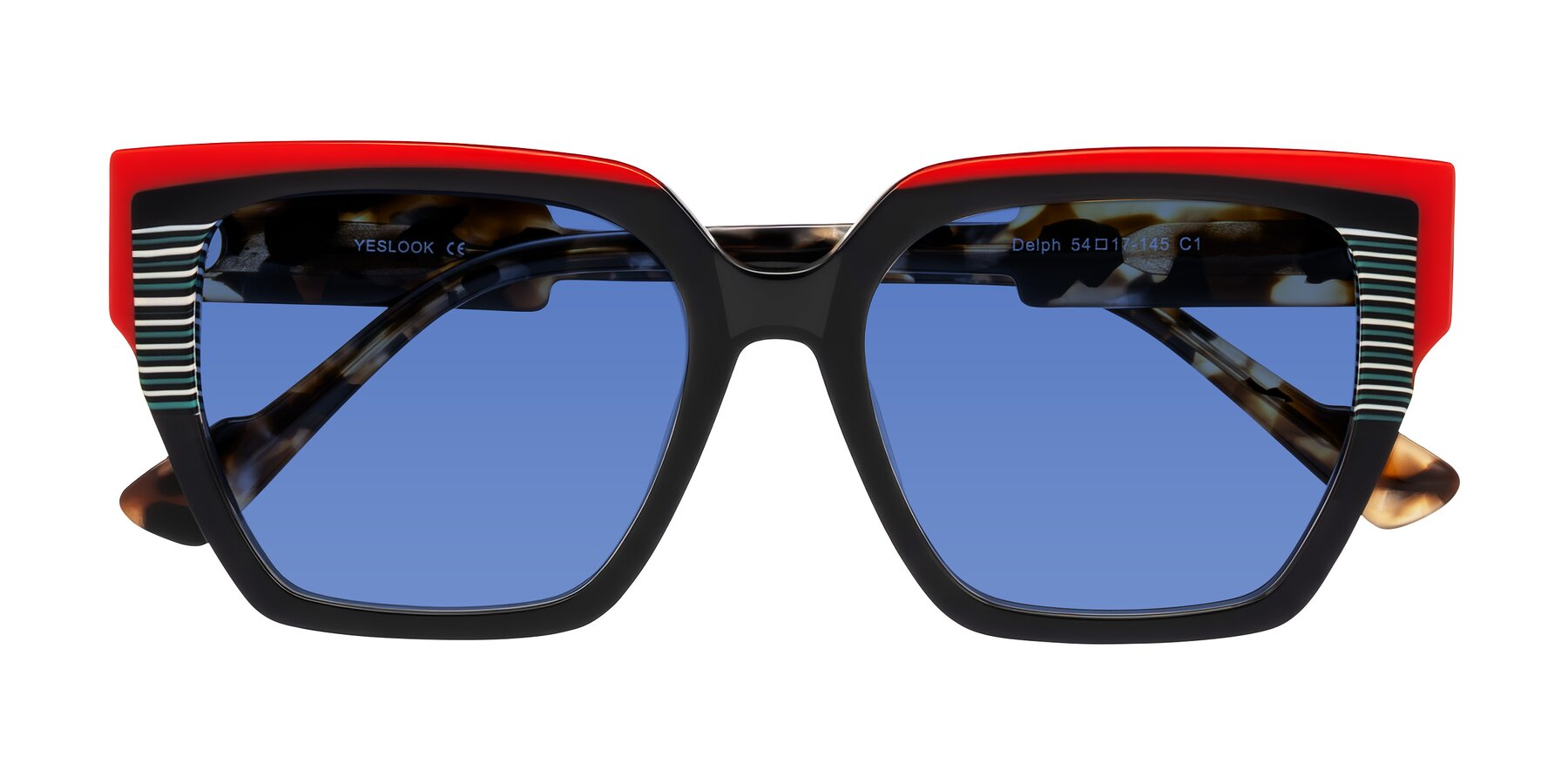 Folded Front of Delph in Crimson Track with Blue Tinted Lenses