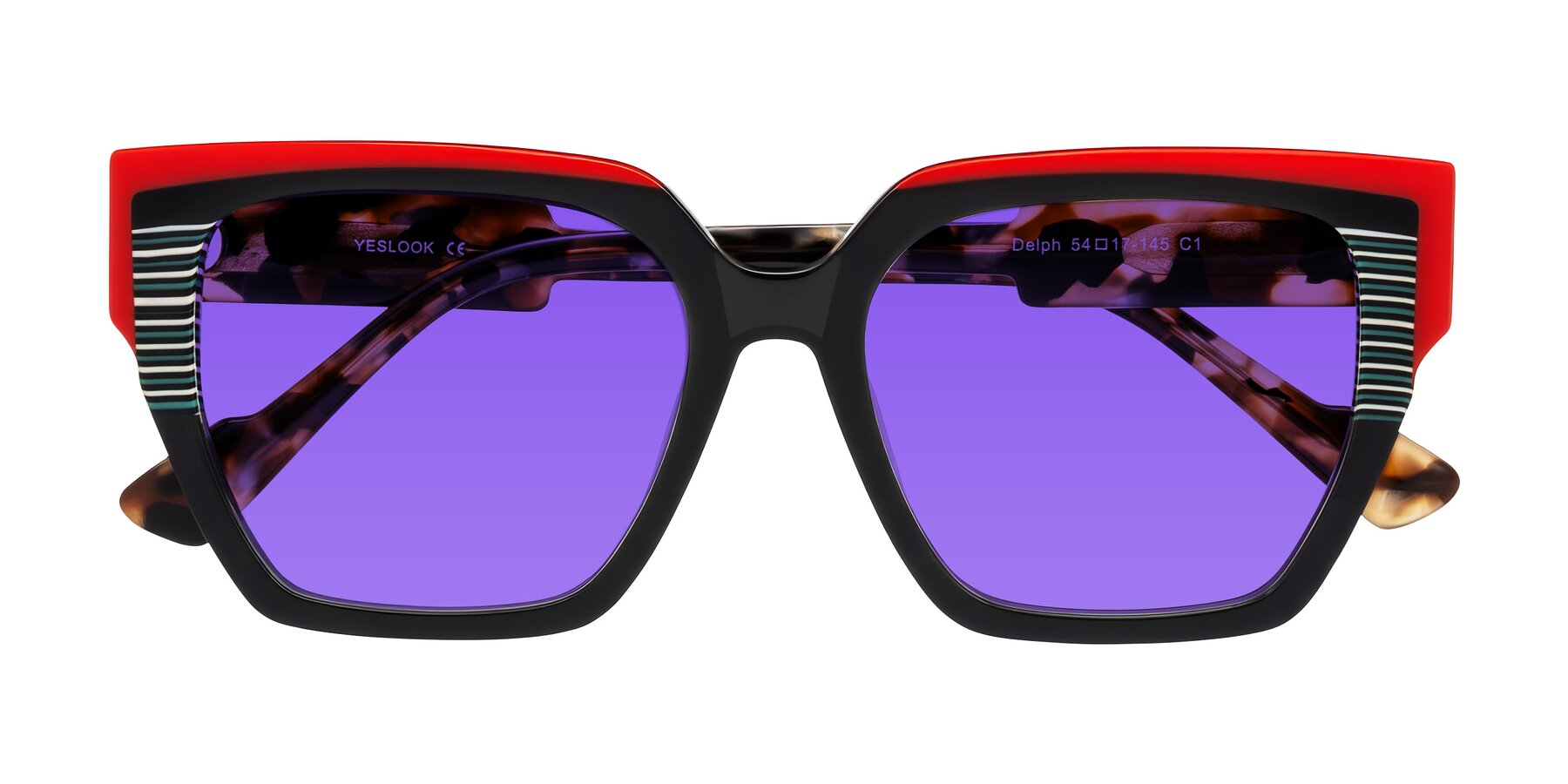 Folded Front of Delph in Crimson Track with Purple Tinted Lenses
