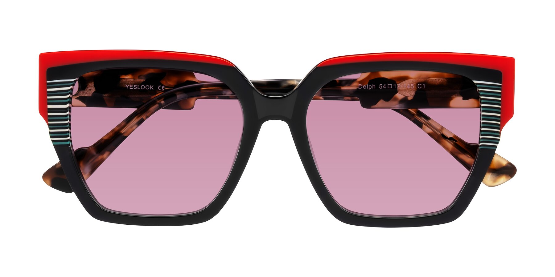 Folded Front of Delph in Crimson Track with Medium Wine Tinted Lenses
