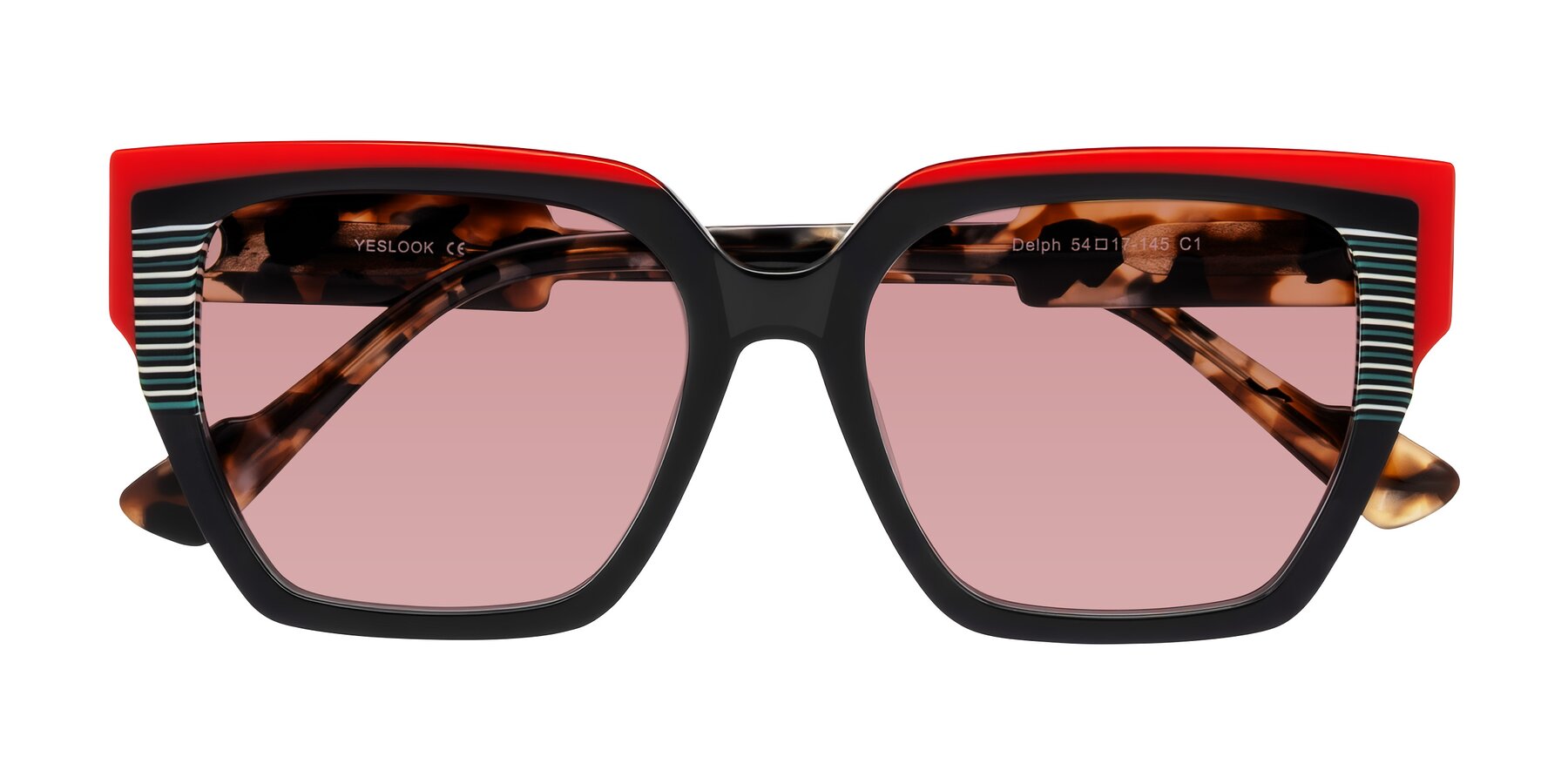 Folded Front of Delph in Crimson Track with Medium Garnet Tinted Lenses