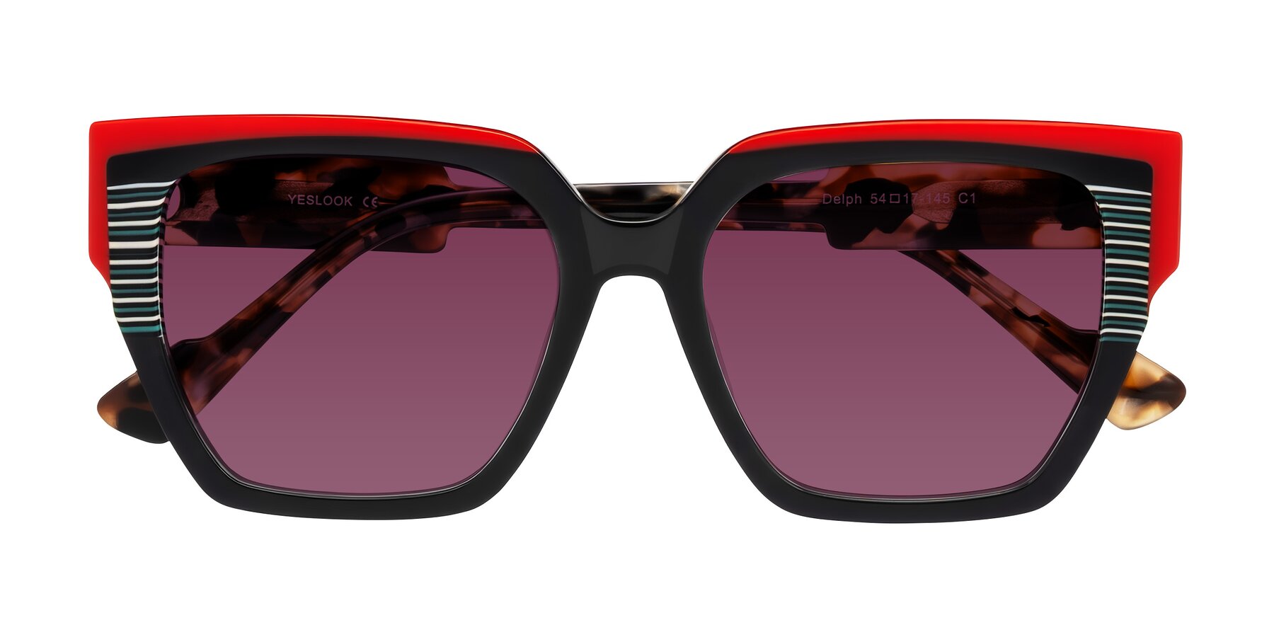 Folded Front of Delph in Crimson Track with Wine Tinted Lenses