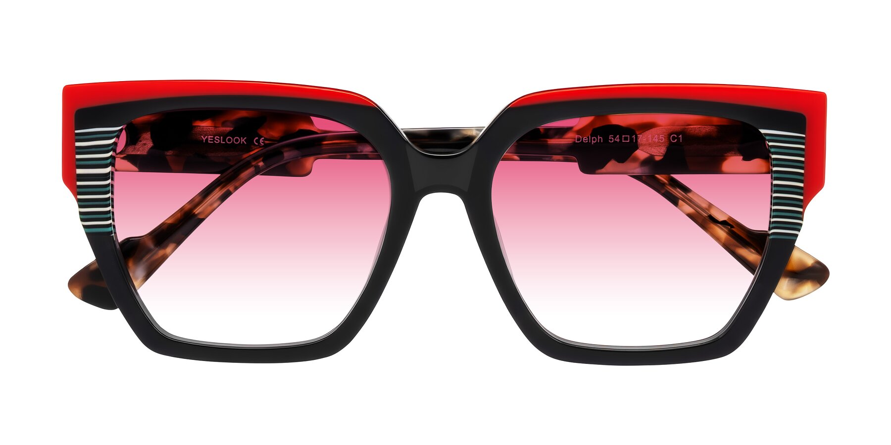 Folded Front of Delph in Crimson Track with Pink Gradient Lenses