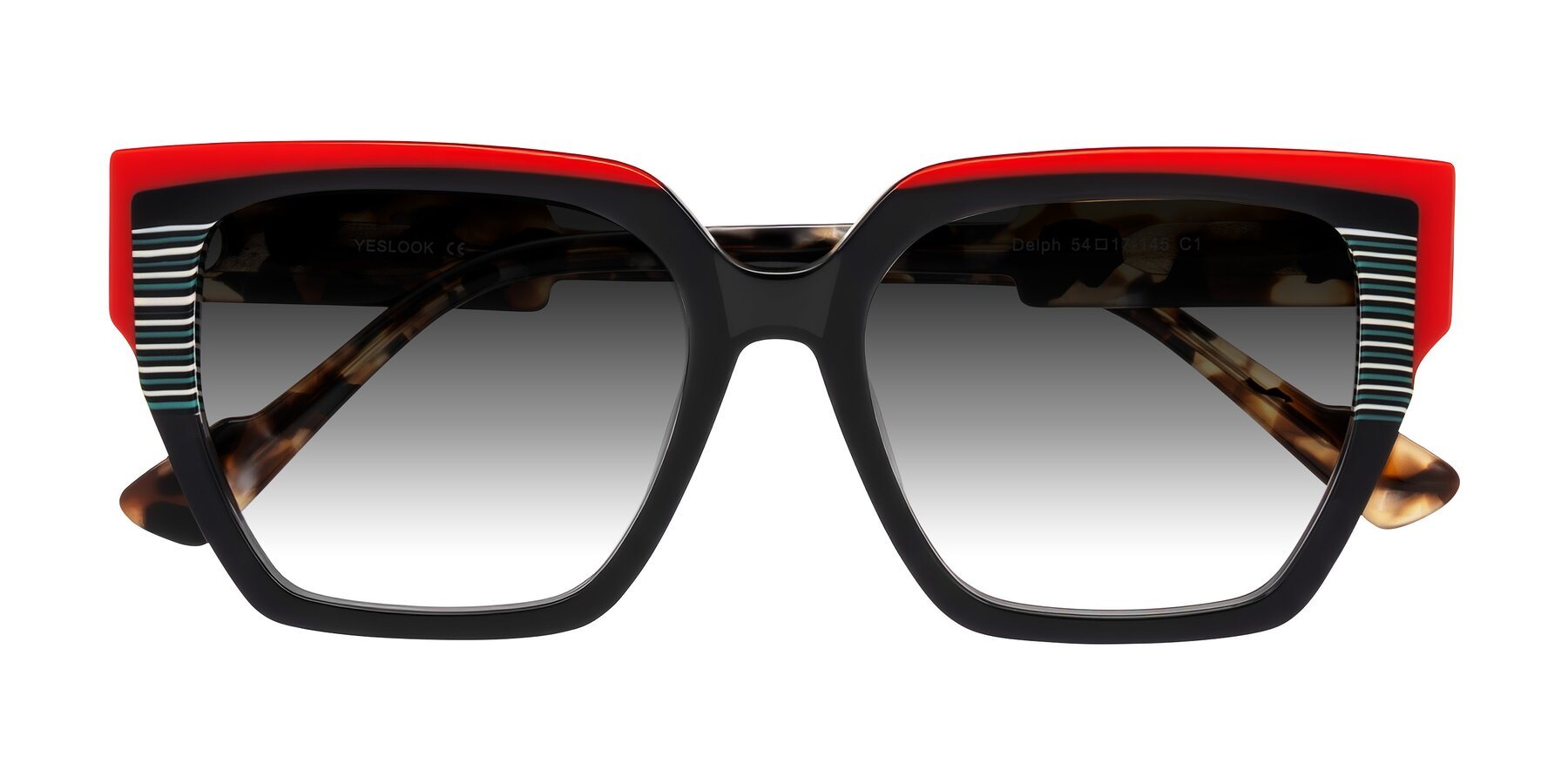 Folded Front of Delph in Crimson Track with Gray Gradient Lenses