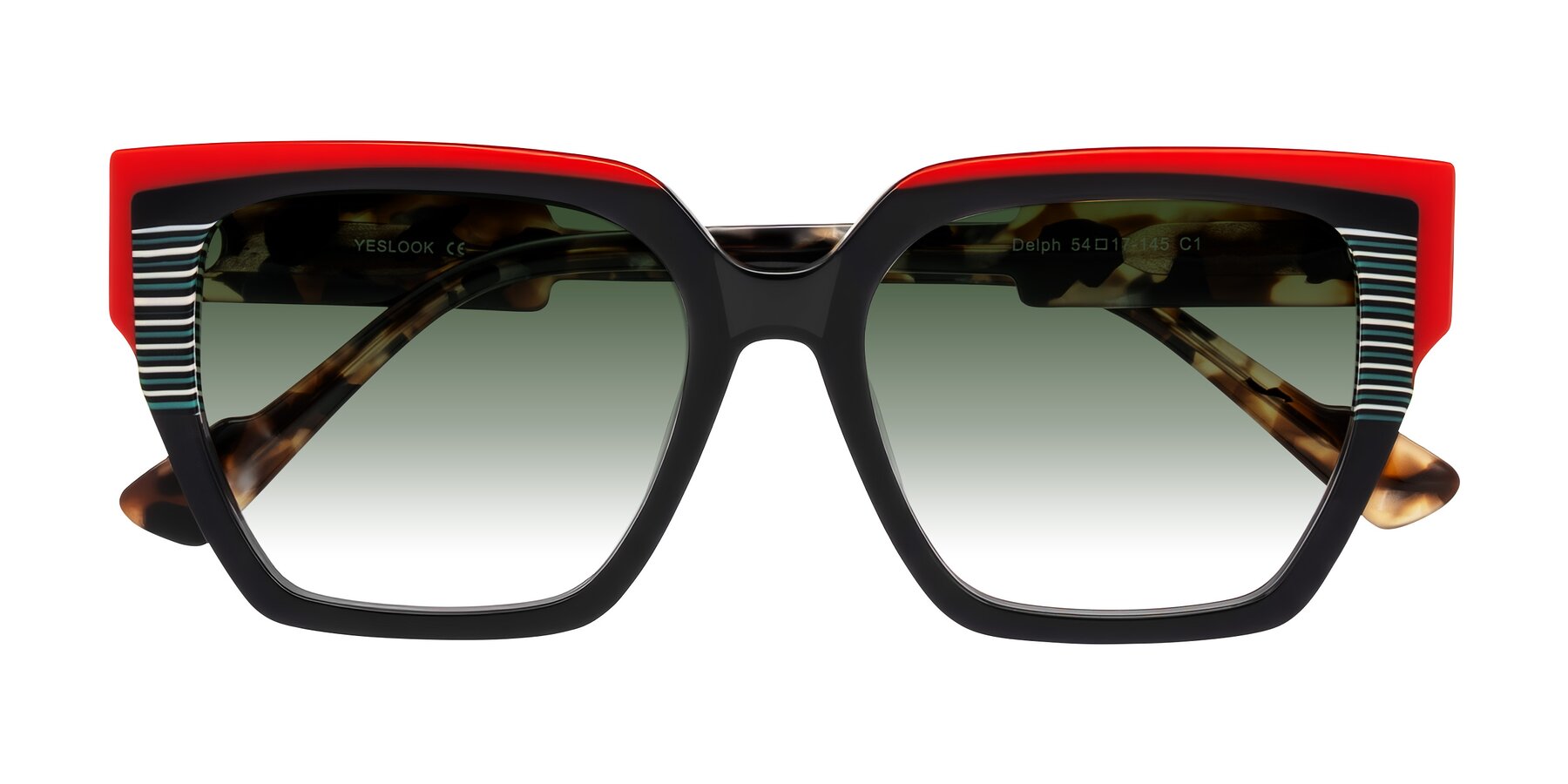Folded Front of Delph in Crimson Track with Green Gradient Lenses