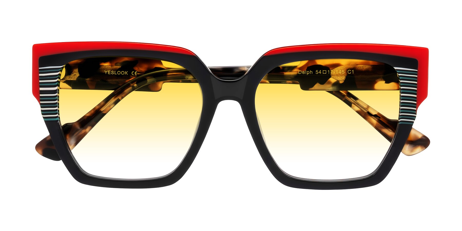 Folded Front of Delph in Crimson Track with Yellow Gradient Lenses