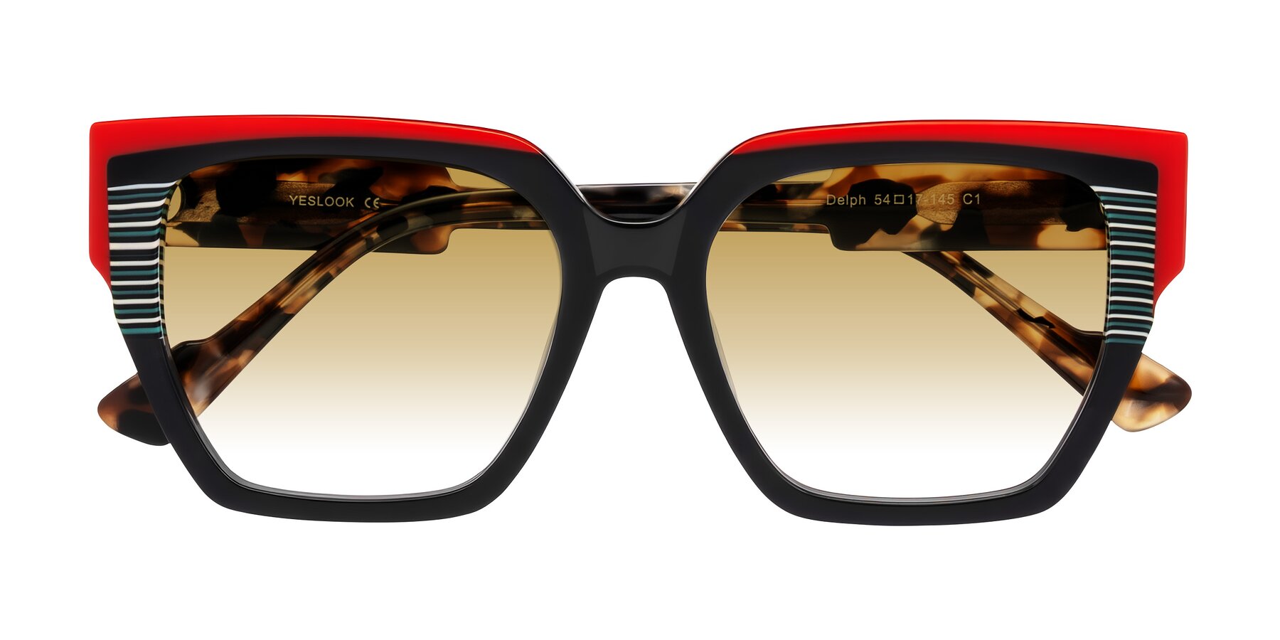 Folded Front of Delph in Crimson Track with Champagne Gradient Lenses