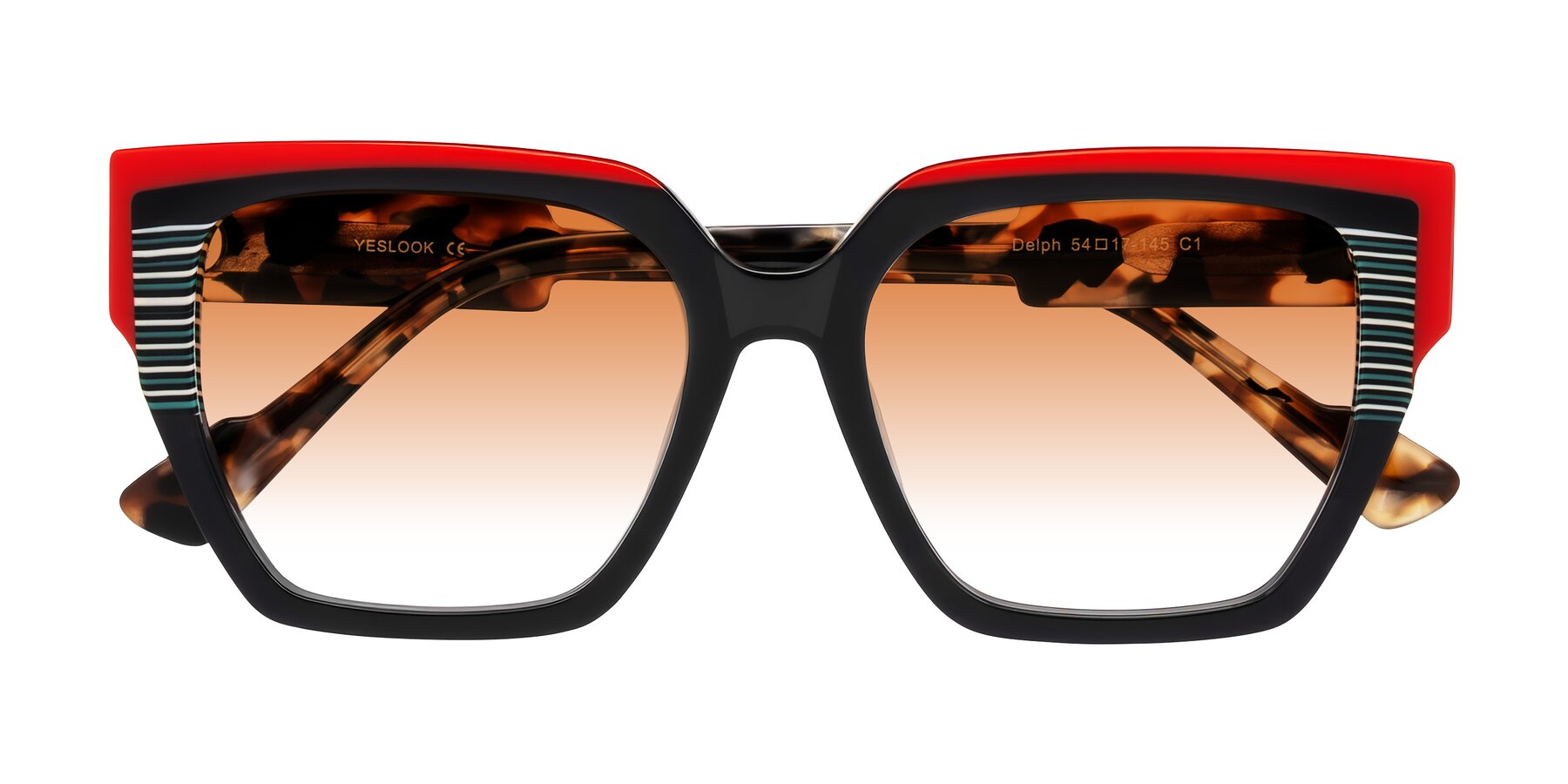 Folded Front of Delph in Crimson Track with Orange Gradient Lenses