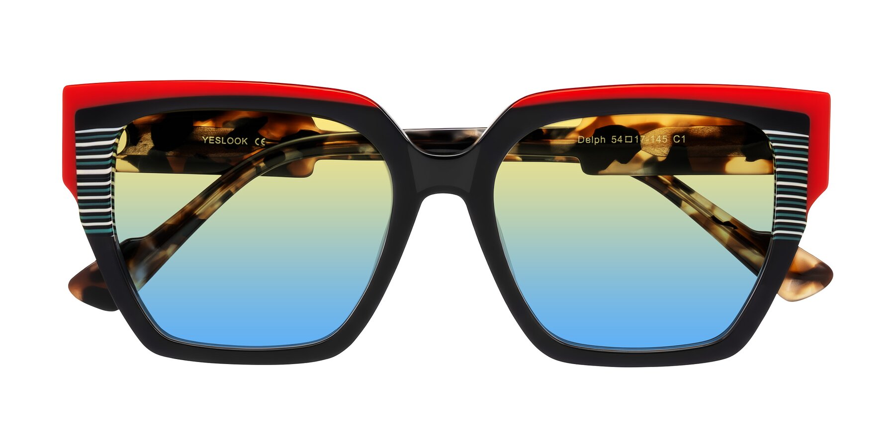Folded Front of Delph in Crimson Track with Yellow / Blue Gradient Lenses