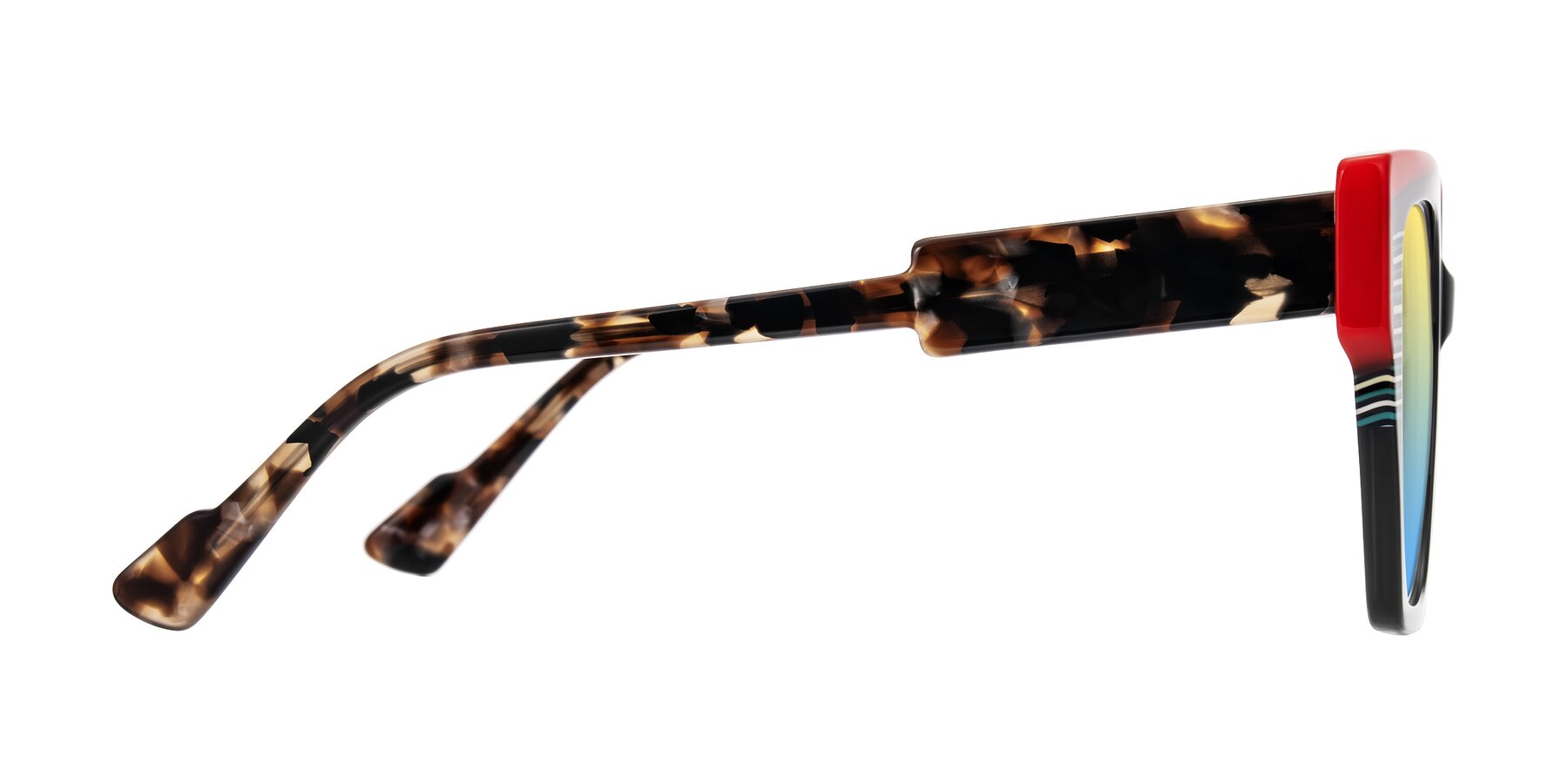 Side of Delph in Crimson Track with Yellow / Blue Gradient Lenses