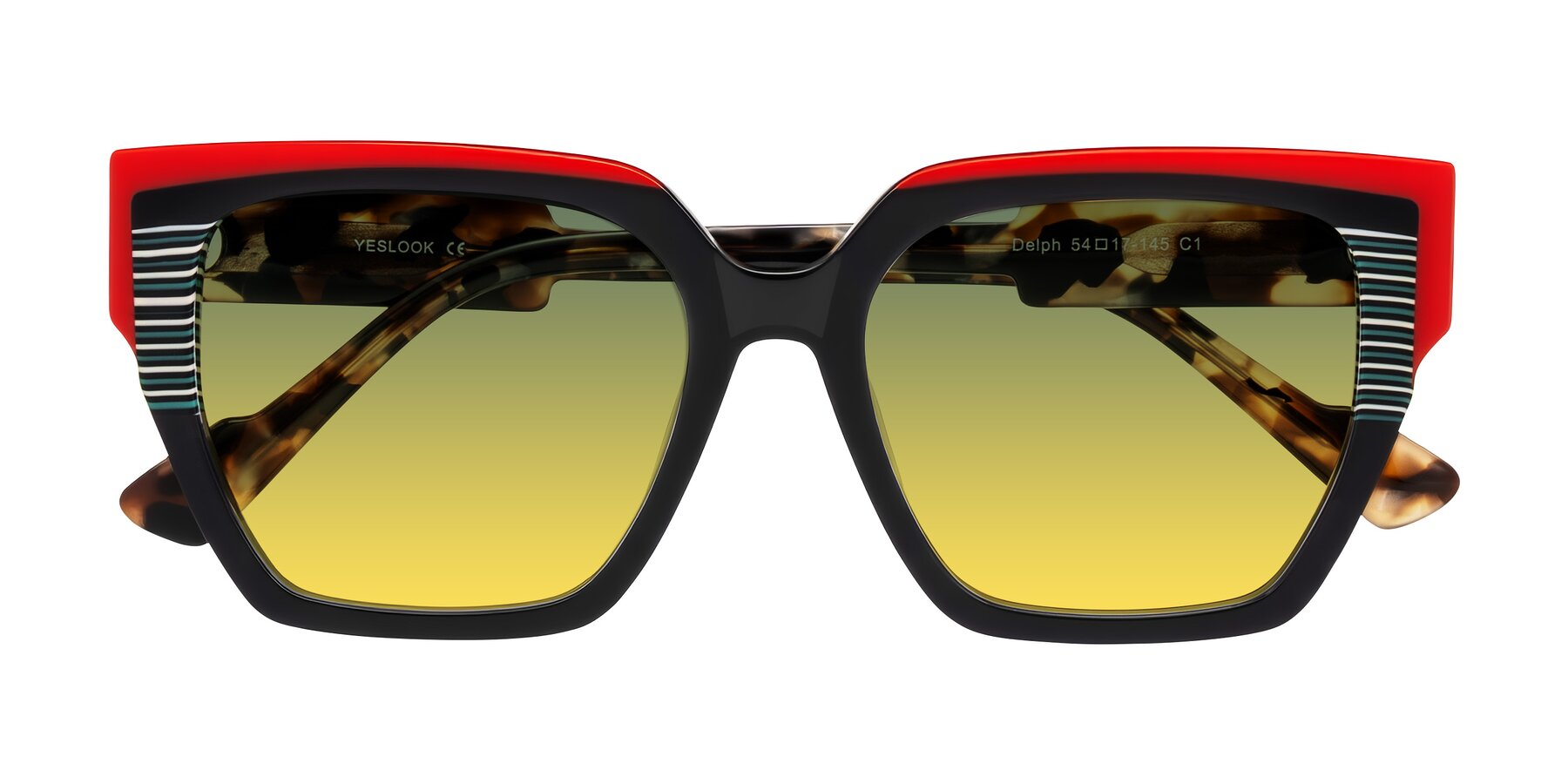 Folded Front of Delph in Crimson Track with Green / Yellow Gradient Lenses