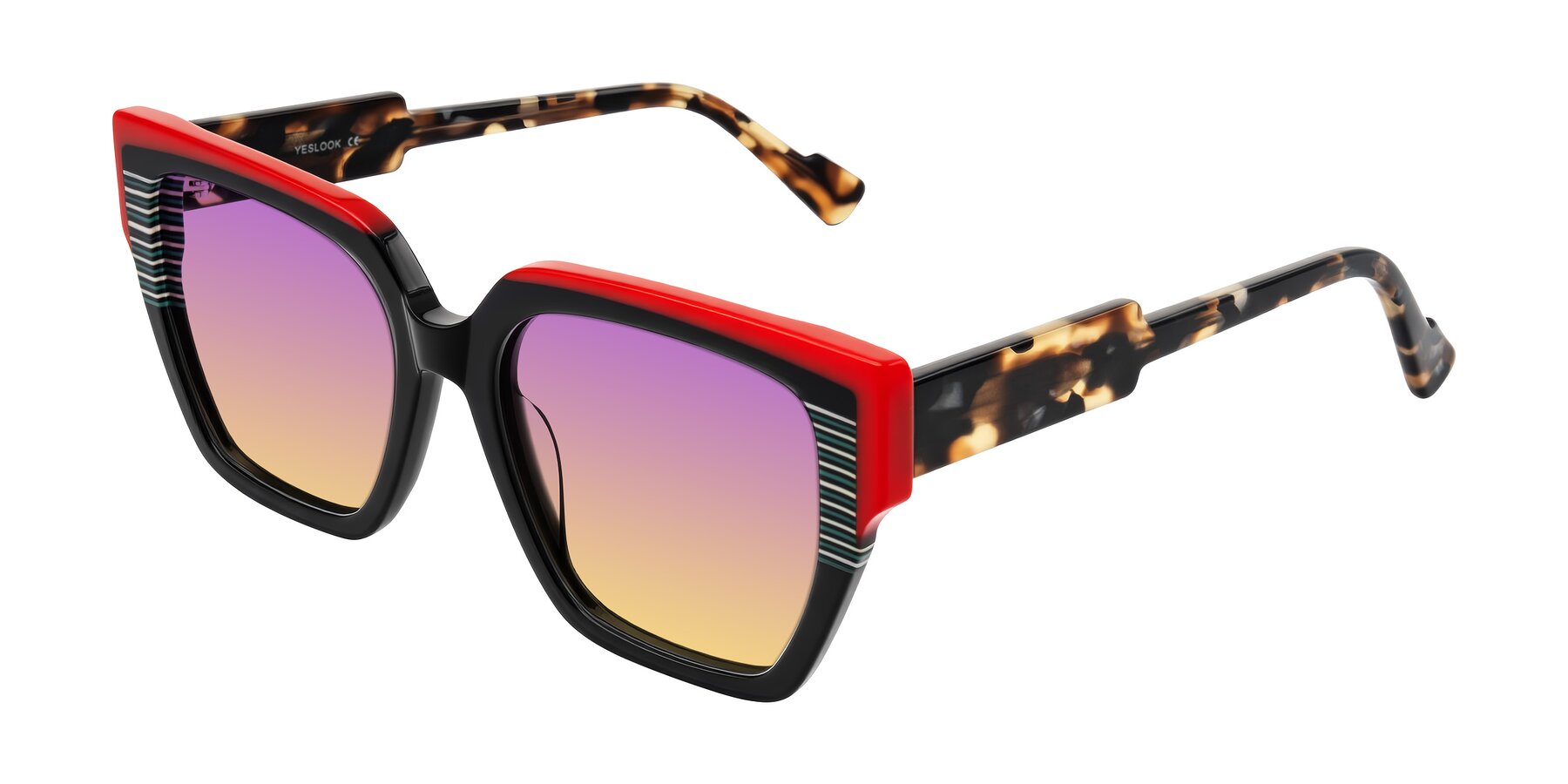 Angle of Delph in Crimson Track with Purple / Yellow Gradient Lenses