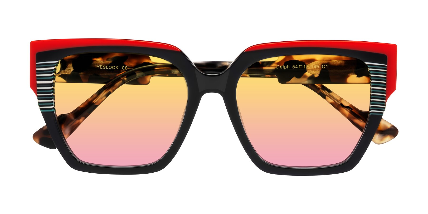 Folded Front of Delph in Crimson Track with Yellow / Pink Gradient Lenses