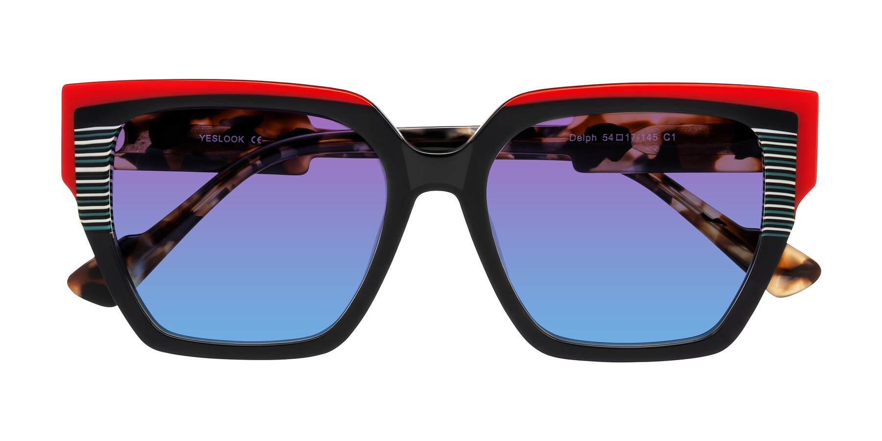 Folded Front of Delph in Crimson Track with Purple / Blue Gradient Lenses