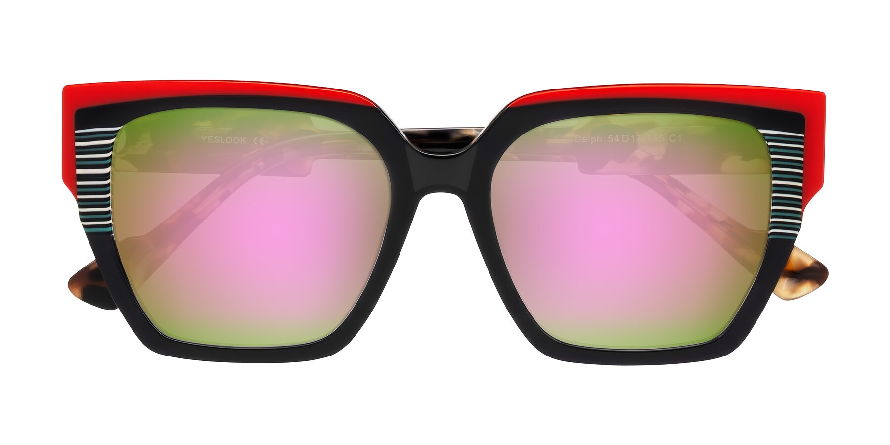 Folded Front of Delph in Crimson Track with Pink Mirrored Lenses