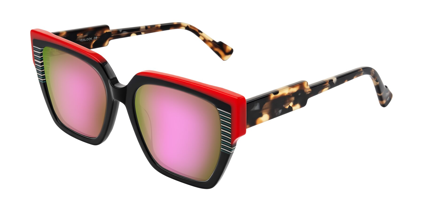 Angle of Delph in Crimson Track with Pink Mirrored Lenses