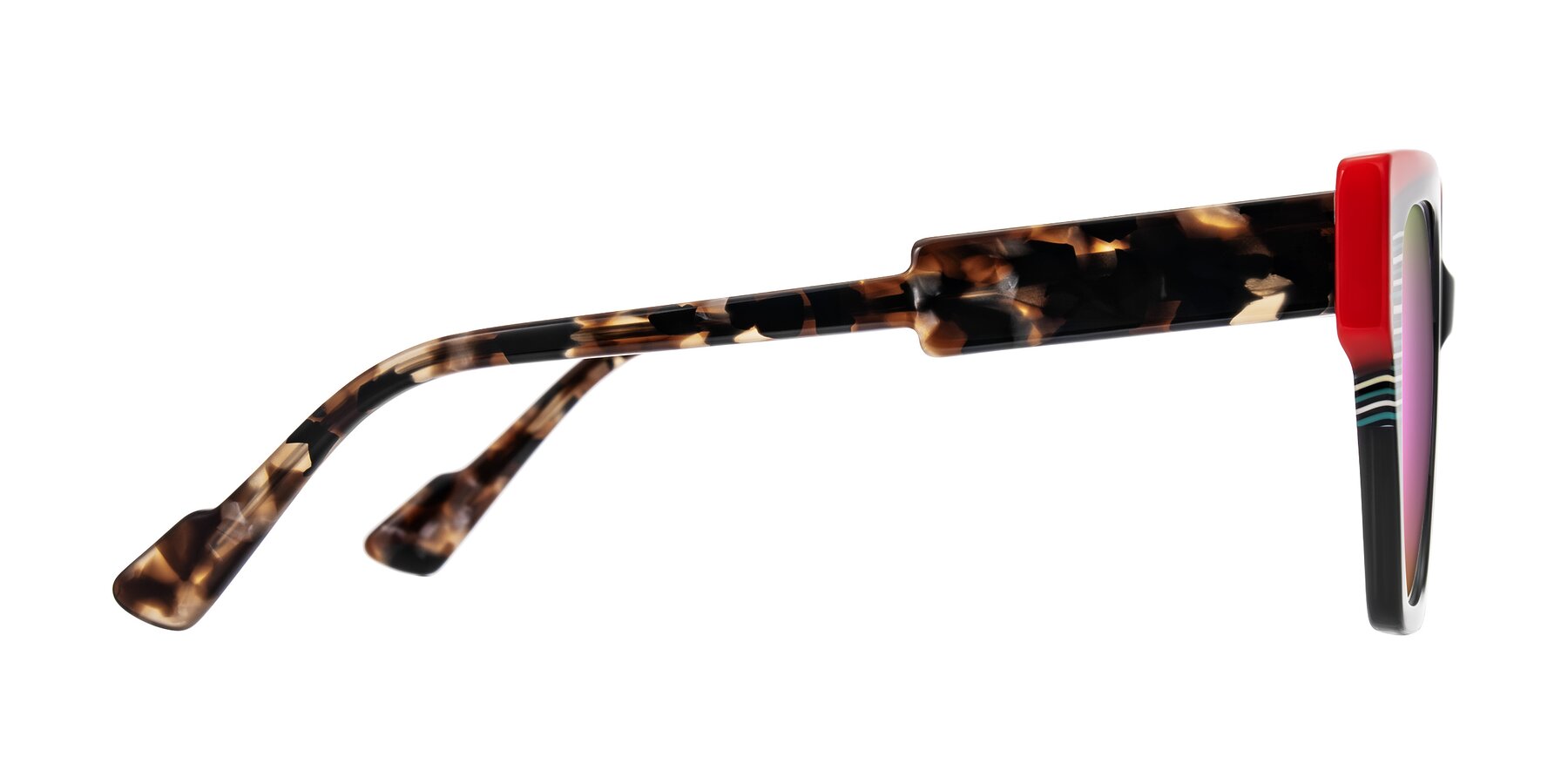 Side of Delph in Crimson Track with Pink Mirrored Lenses