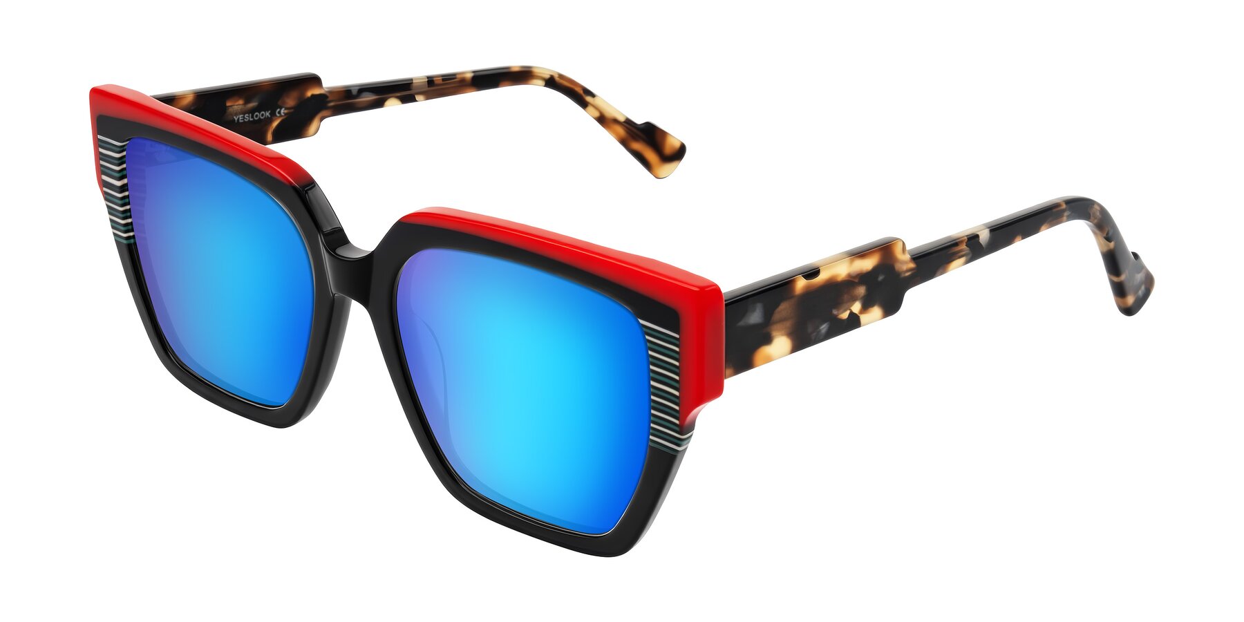 Angle of Delph in Crimson Track with Blue Mirrored Lenses