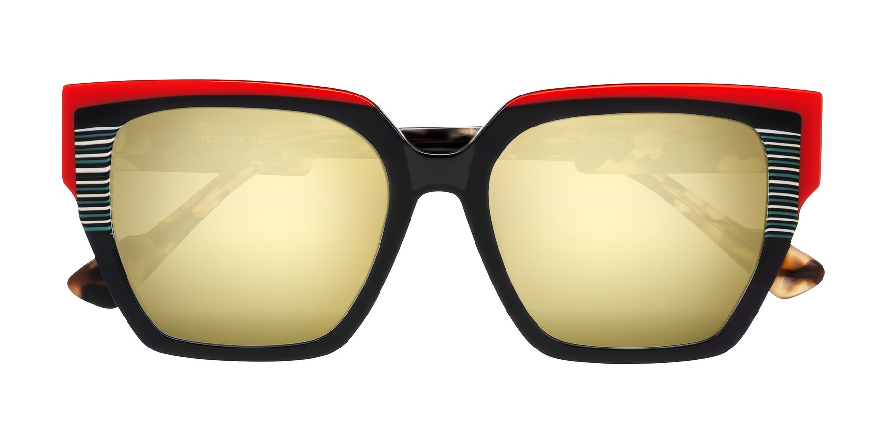 Folded Front of Delph in Crimson Track with Gold Mirrored Lenses