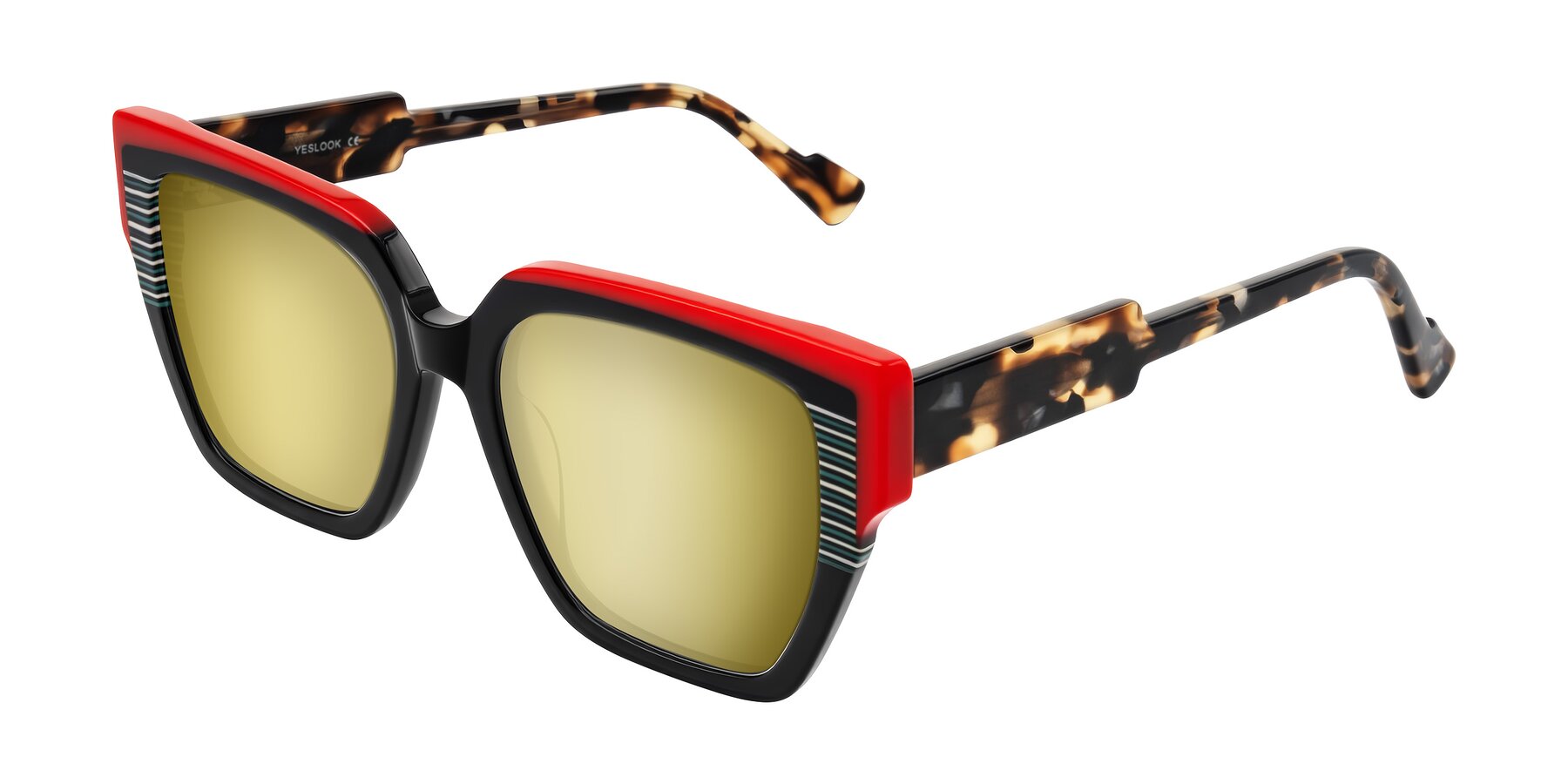 Angle of Delph in Crimson Track with Gold Mirrored Lenses