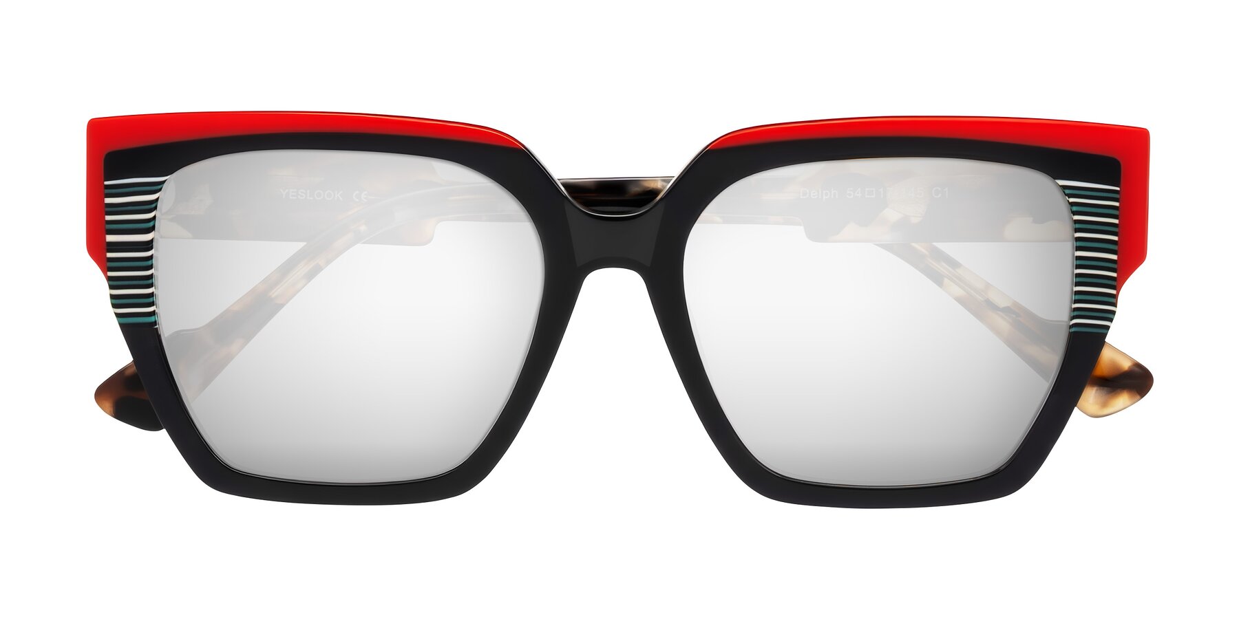 Folded Front of Delph in Crimson Track with Silver Mirrored Lenses