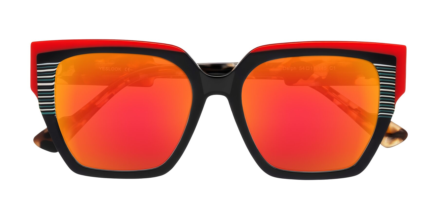 Folded Front of Delph in Crimson Track with Red Gold Mirrored Lenses