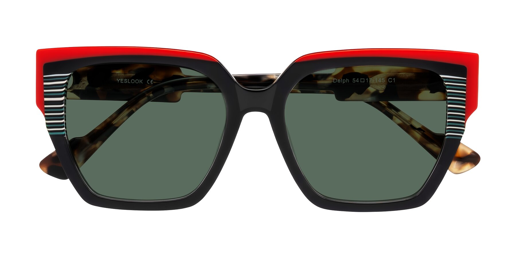 Folded Front of Delph in Crimson Track with Green Polarized Lenses