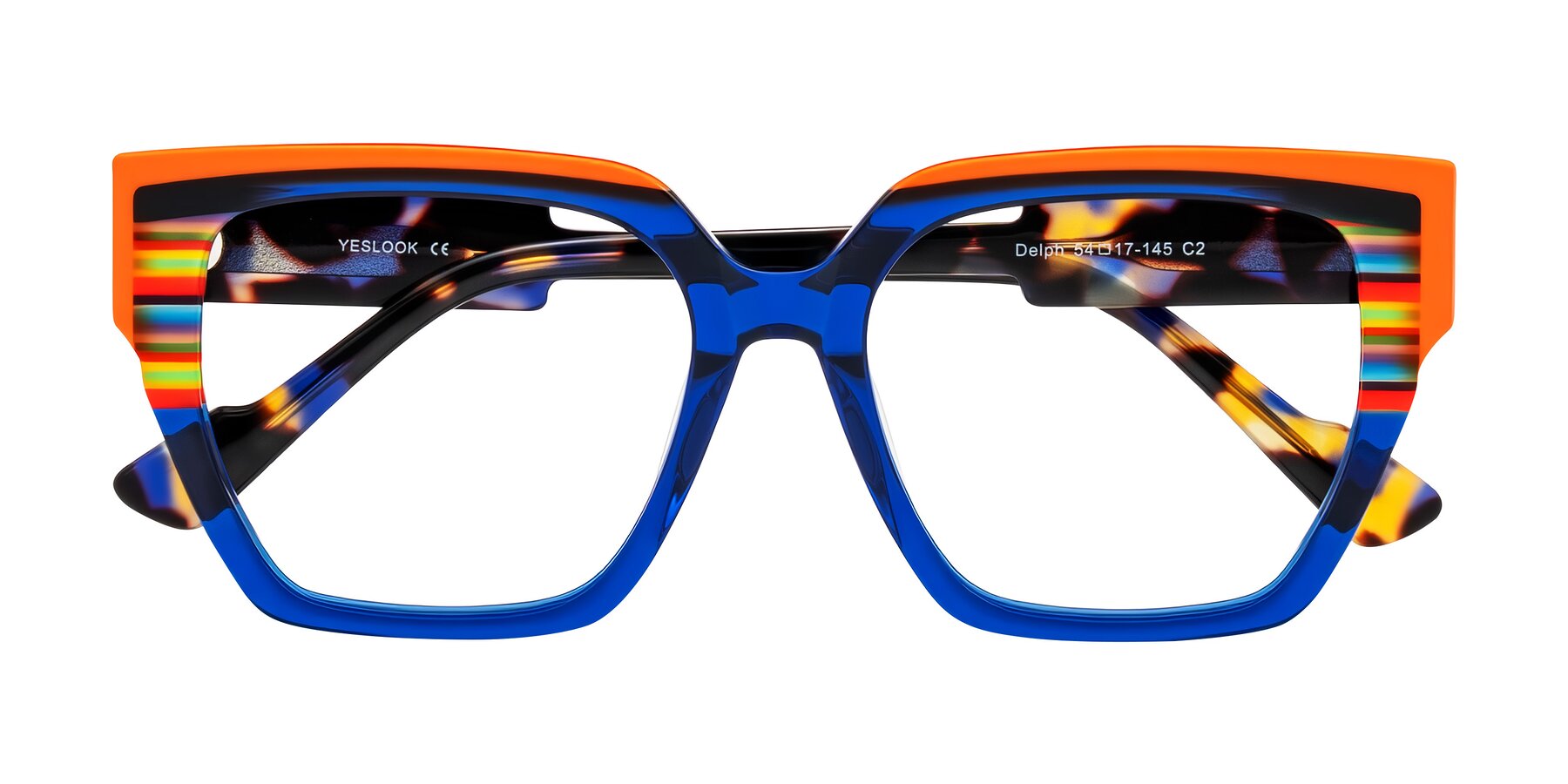 Folded Front of Delph in Cobalt Sprint with Clear Eyeglass Lenses